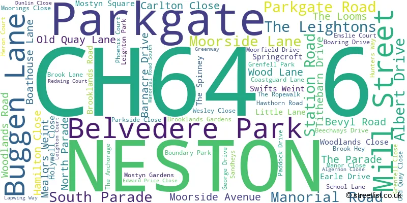 A word cloud for the CH64 6 postcode
